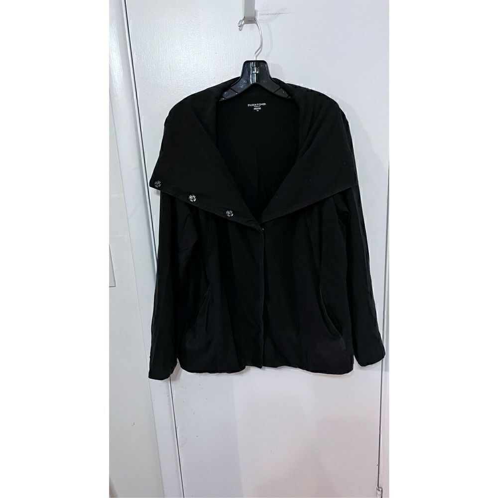 EILEEN FISHER ORGANIC COTTEN SNAP CLOSE POCKETED JACKET WOMENS SZ 1XL